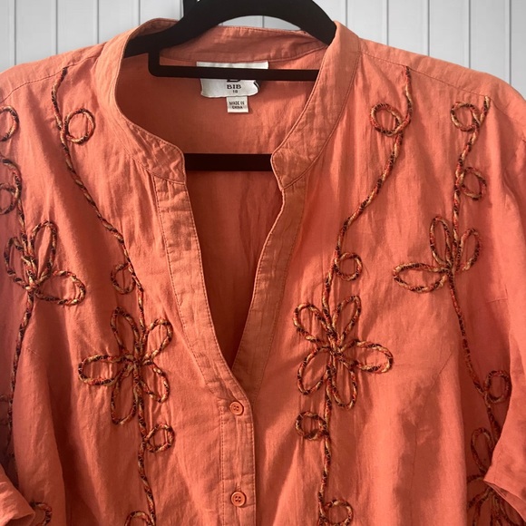 BIB Size 18 Beautiful lightweight 100% Cotton Boho Long Sleeve Top - Picture 4 of 8